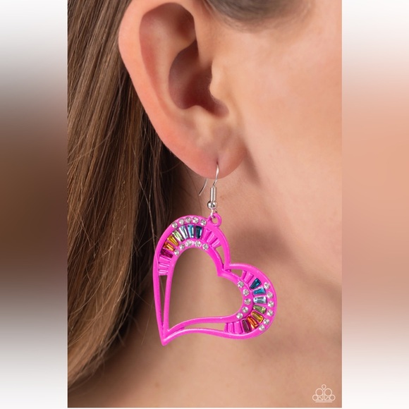 💖💎💖 “EMBELLISHED EMERALDS” HOT PINK EARRINGS ~ PAPARAZZI❗️💖💎💖 - Picture 4 of 5